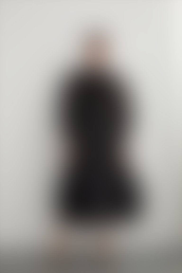 Boyundan Bağlamalı Midi Siyah Organze Elbise