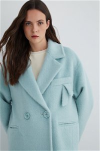 GIZIA - Long Mint Green Coat with Under-Pocket Detail