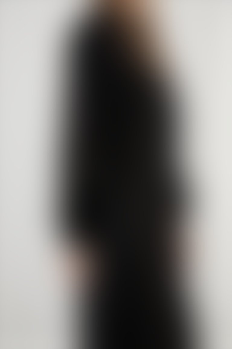 Midi-Length Black Sweatshirt Dress with High Neck and Long Sleeves