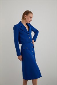 GIZIA CLASSIC - Ceket ve Midi Boy Etekli Mavi Takım