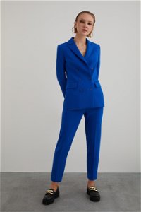 GIZIA CLASSIC - Double Breasted Carrot Pants Regular Navy Blue Fit Suit