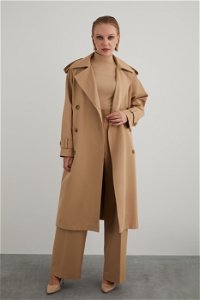 GIZIA CLASSIC - Brown Trenchcoat with Long Sleeves and Belt