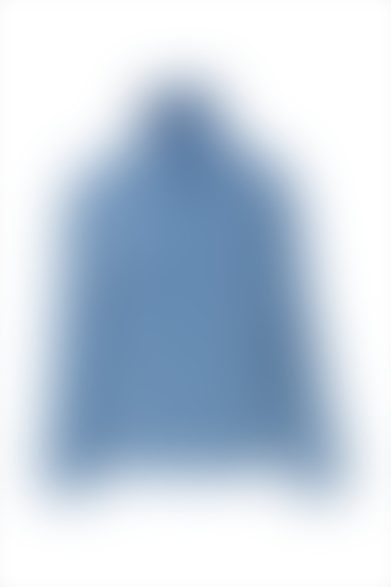 Asymmetric Model Stand-Up Collar Short Blue Coat