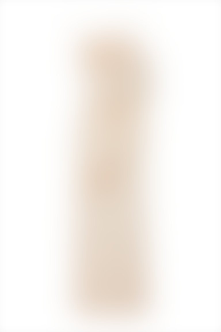 Yırtmaçlı Uzun V Yaka Askılı Somon Renk Abiye Elbise