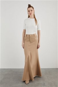KIWE - Brown Long Skirt with Cape and Pockets