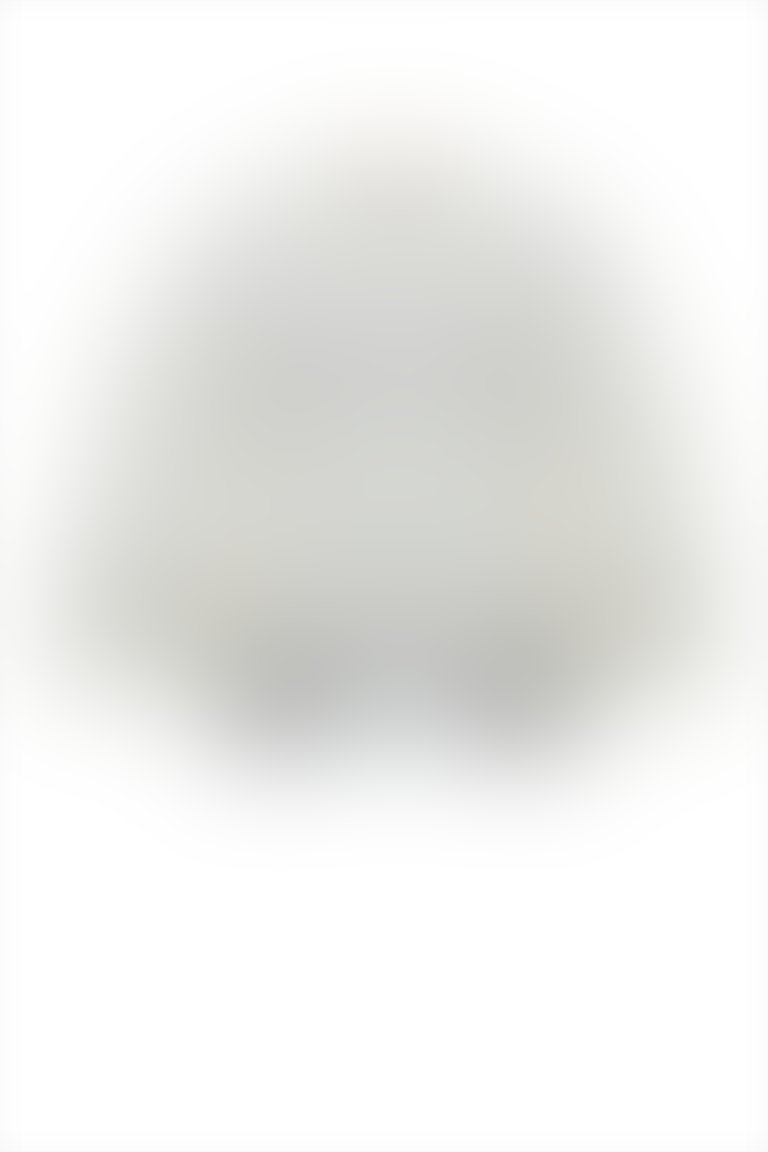 Ön Beden Taş Baskı Detaylı Arkası Fermuarlı Ekru Scuba Bluz