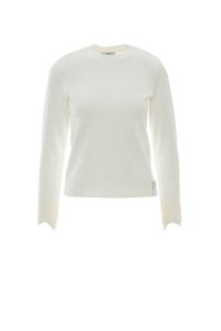 GIZIA SPORT - Gold Accessory and Label Detail Lace Sleeve End Ecru Blouse