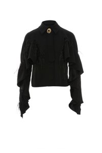 GIZIA - Tüy Detaylı Çıtçıt Kapama Siyah Bluz