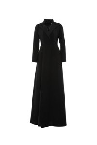 GIZIA - Stand-Up Collar Detail Long Black Evening Dress