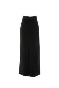 GIZIA - Back Slit Plain Form Long Black Skirt