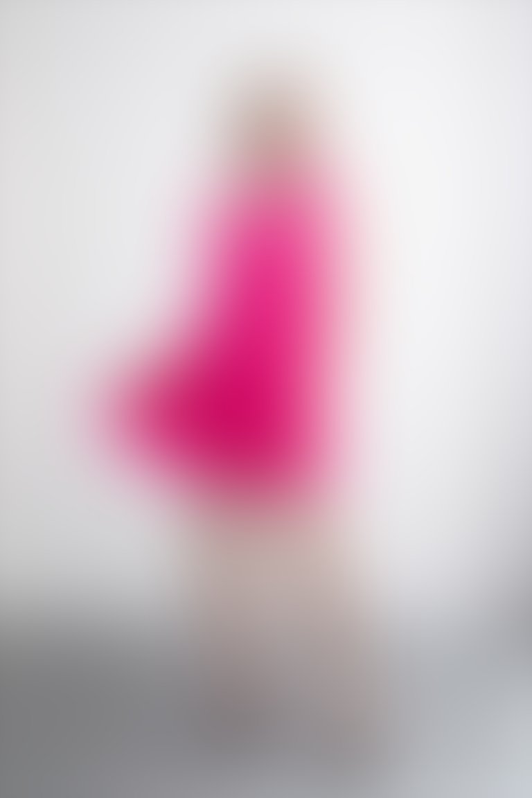V-Neck Heart Brooch Detail Pink Mini Dress