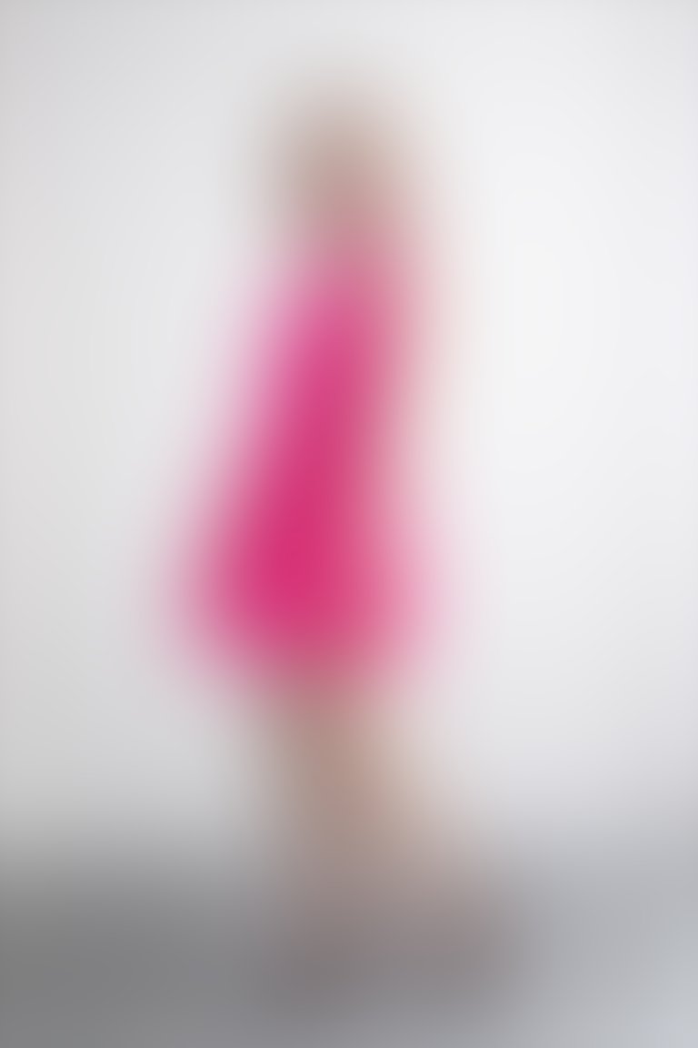 V-Neck Heart Brooch Detail Pink Mini Dress