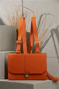 GIZIA - Metel Buckled Orange Backpack