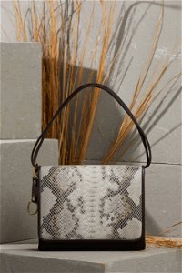 GIZIA - Snake Print Brown Leather Bag