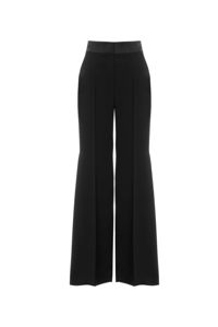 GIZIA - Black Trousers with Pleated Detailed Logo