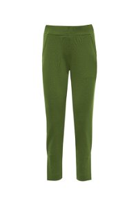 GIZIA SPORT - Elasticated Back Label Detail Green Pants