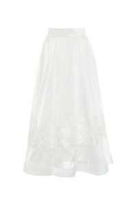 GIZIA - Lace Detail Organza Ecru Skirt
