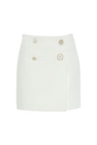 GIZIA - Button Detail Mini Ecru Skirt