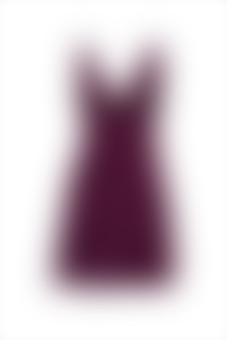 İp Askılı Güpür Detaylı Mor Mini Elbise