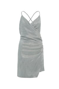 GIZIA - Low Back Double Breasted Collar Gray Mini Graduation Dress