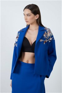 GIZIA - Sequin Detail Blue Jacket