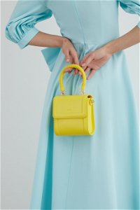 GIZIA - Yellow Leather Bag with Ornamental Accessories