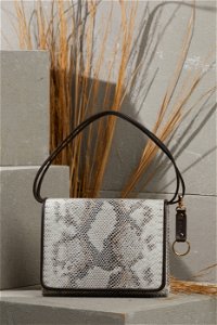 GIZIA - Snake Print Grey Leather Bag