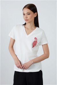 GIZIA - Embroidery Detailed Ecru Tshirt
