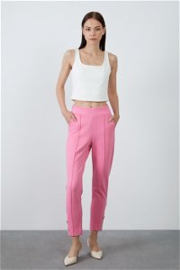 GIZIA SPORT - Button Detail Elastic Waist Pink Sweatpants