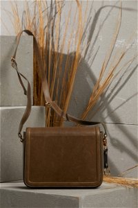GIZIA - Adjustable Long Strap Khaki Bag with Pattern