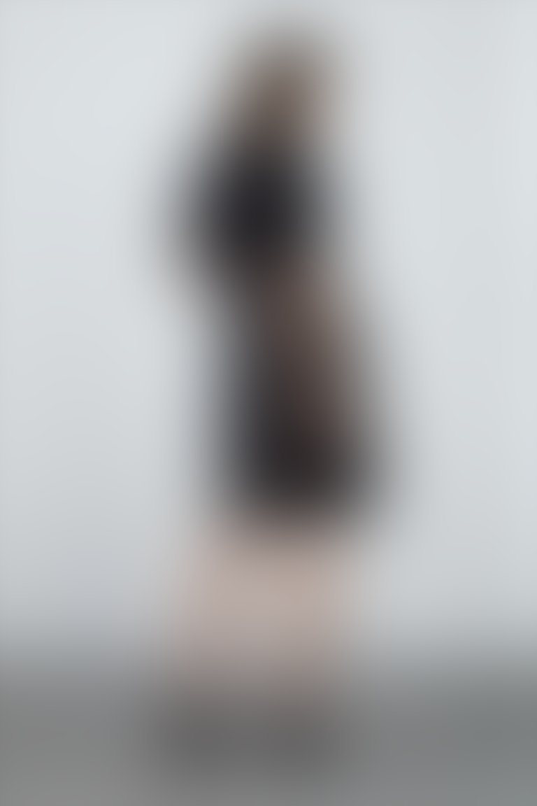 Midi Length Short Sleeve Black Jacket Dress With Double Breasted Closure