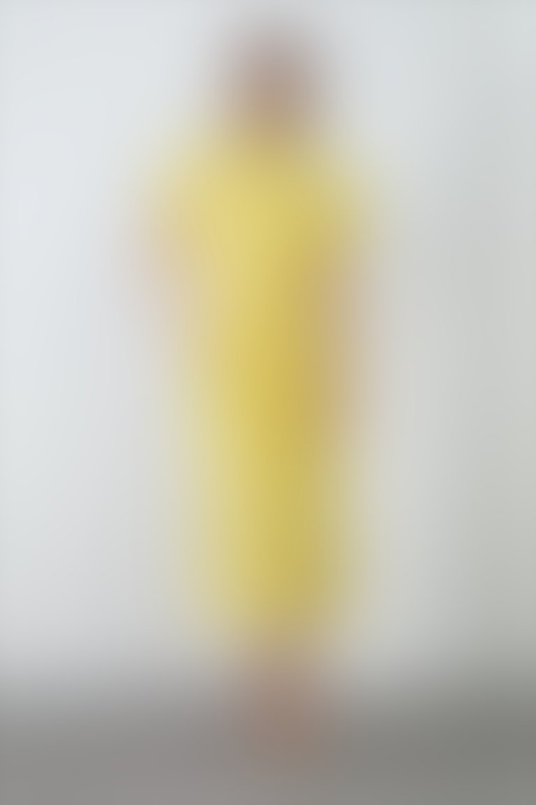 Epaulet Detail Oversized Slit and Belted Yellow Shirt Dress
