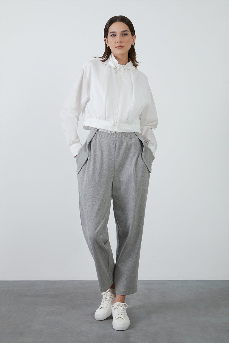 MANI MANI - Contrast Color Stitched Gray Pants