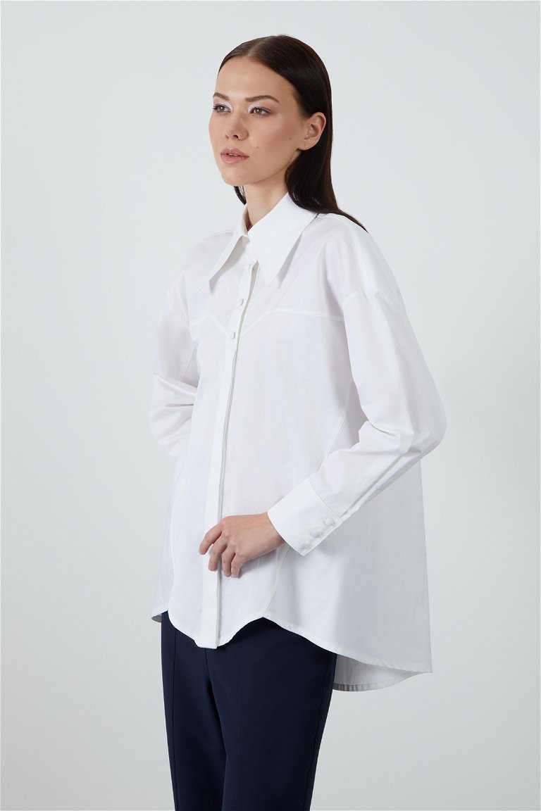 MANI MANI - Cup Detail White Poplin Shirt