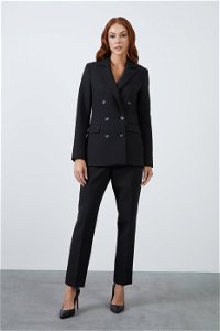 GIZIA CLASSIC - Double Breasted Carrot Pants Regular Black Fit Suit