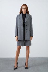 GIZIA CLASSIC - Şortlu Mono Kapamalı Rahat Kesim Blazer Ceketli Gri Takım Elbise