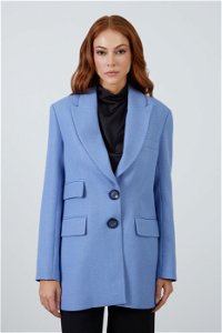 GIZIA CLASSIC - Front Buttoned Mono Closure Comfort Fit Blue Blazer Jacket