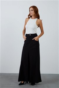 KIWE - Black Long Skirt with Cape and Pockets