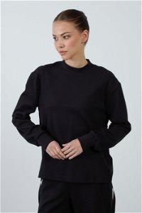 KIWE - Comfort Fit Black Sweatshirt with Bicycle Collar