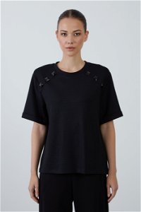 KIWE - Black Comfort Fit Double Sleeve T-Shirt