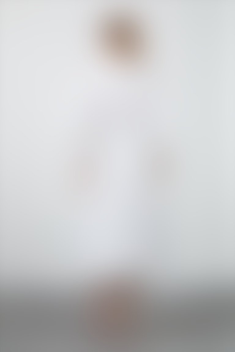 Balon Kollu Kuşak Detaylı Ekru Midi Elbise