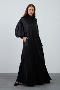 GIZIA - İşlemeli Uzun Siyah Elbise