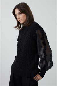 GIZIA - Black Knit Turtleneck Sweater
