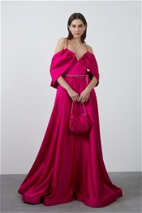 GIZIA - Embroidered Bag and Belt Detail Strappy Long Pink Dress