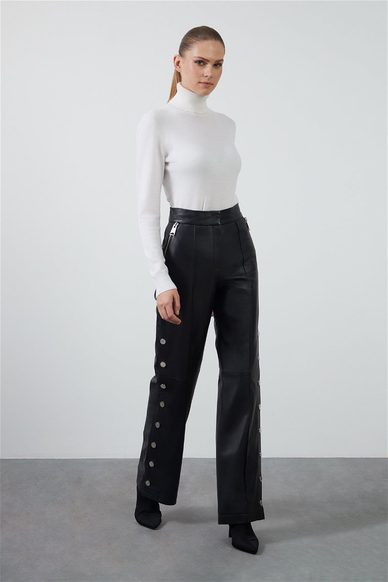 GIZIA - Side-Openable Zippered Pocketed Leather Pants