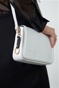 GIZIA - Adjustable Long-handled Patterned White Leather Bag