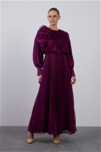 GIZIA - Pleated Long Purple Evening Dress