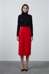 GIZIA - Plain Red Midi Skirt