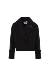 GIZIA - Slit And Button Patterned Blazer Black Jacket
