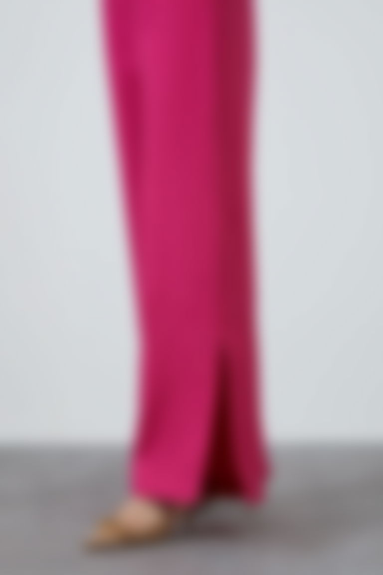Wide-Leg Pink Linen Pants